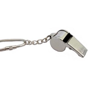 Antique Security Guard Whistle Brass Keychain-Silver Finish